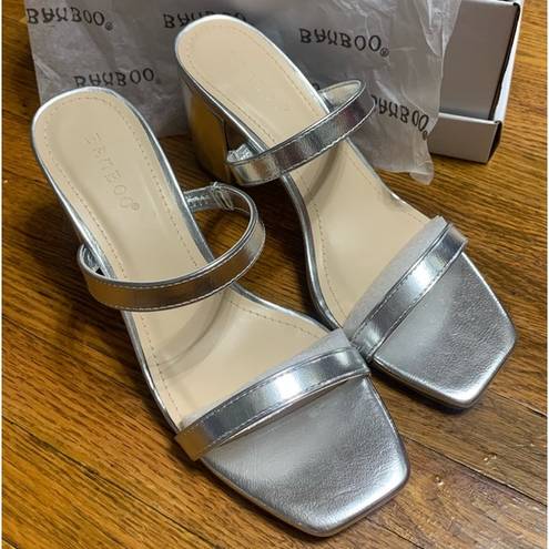 Bamboo Silver Heeled Sandals