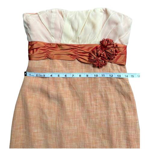 Tracy Reese Anthropologie  New York Orange Linen Sheath Style Strapless Dress Sz4