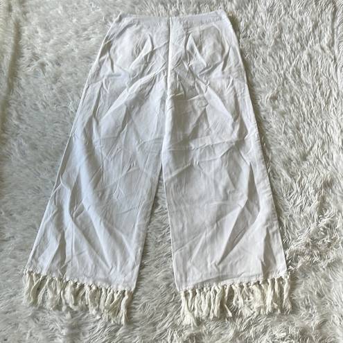 Lulus  Women’s Blissfully Boho Ivory Tasseled Wide-Leg Pants size Large