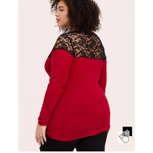 Torrid  Pullover Lace Yolk Sweater Red Black Size 0 / Large