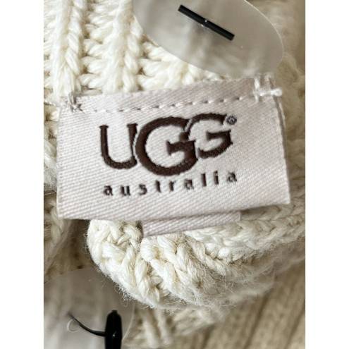 UGG  Wool Blend Fingerless Knit Gloves Mittens Cream Womens One Size NEW