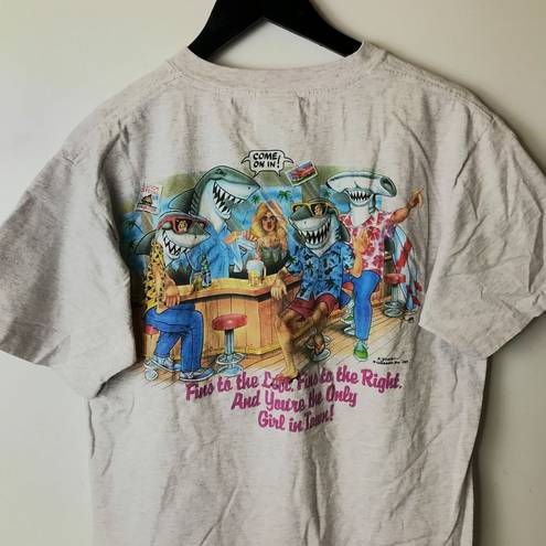 Only 1989 Vintage Classic Caribbean Soul  Girl In Town Sharks T Shirt 80s Gray L