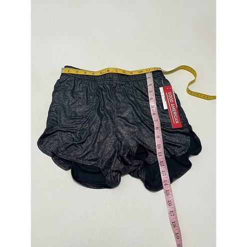 Good American  Women's The Running Short Moonlight Metallic Sparkle Black 0 XS