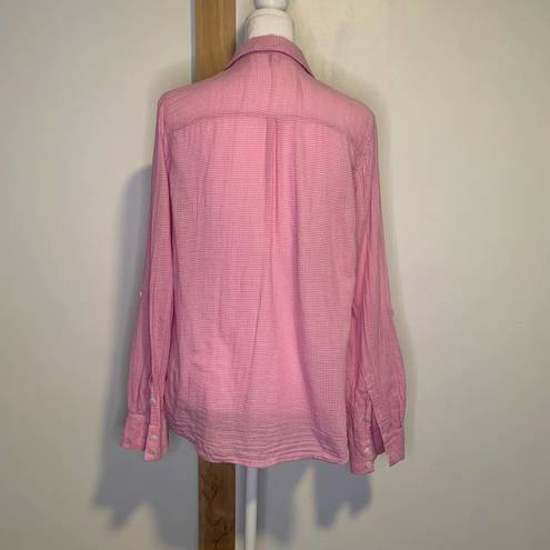 Joie  pink & white gingham button down shirt size S