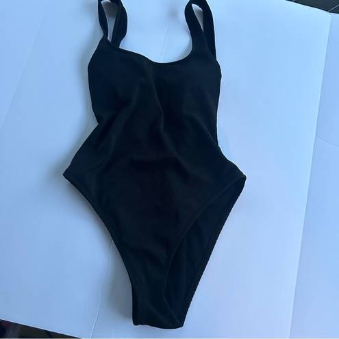 Aerie  black textured cheekiest one piece bathing suit, padded, size XS, flirty