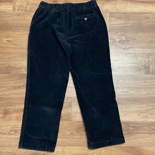 L.L.Bean  Classic Fit Womens Black Corduroy Slacks Size 14P Cropped Pants 500953