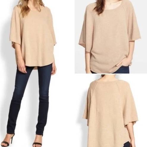 Joie  Jolena‎ Wool And Cashmere Poncho Knit Sweater In Light Tan Women Small