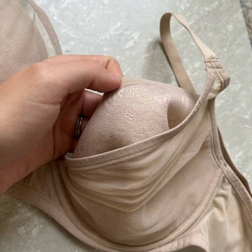 Natori [] Nude Mesh Underwire Overlay Bra- Size 36D