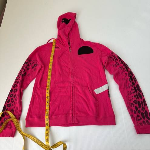 Free City  Leopard Zip Hoodie Fuschia, S