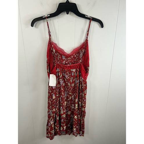 Free People  NWT Last Night Mini Nightgown Slipdress in Cherry Combo size medium