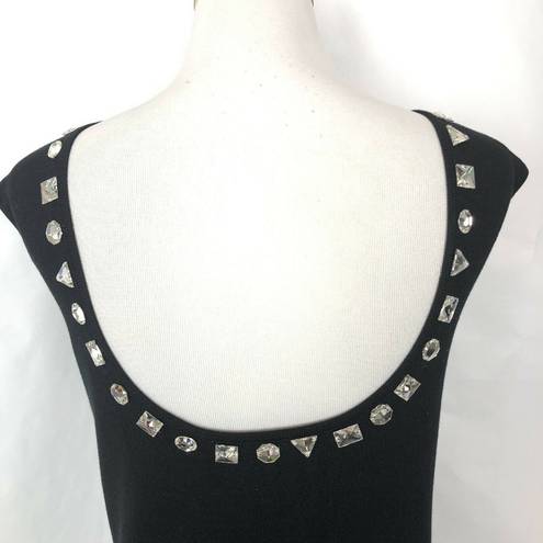 Chetta B  Evening Womens Black Rhinestone Blouse Sleeveless‎ Formal Size Small