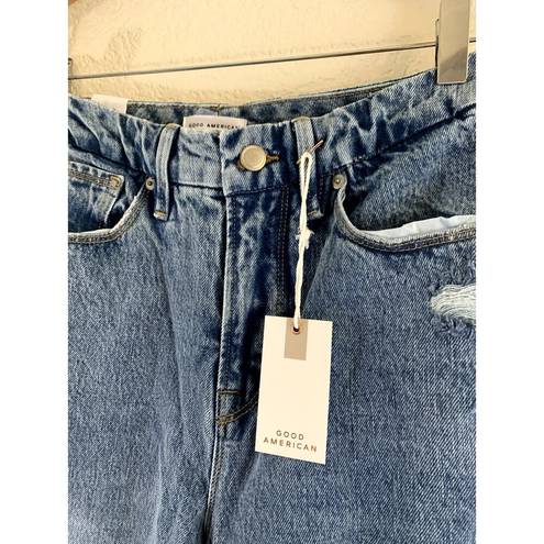 Good American  '90s Duster Straight Leg Jeans In Blue950 6/28 NWT