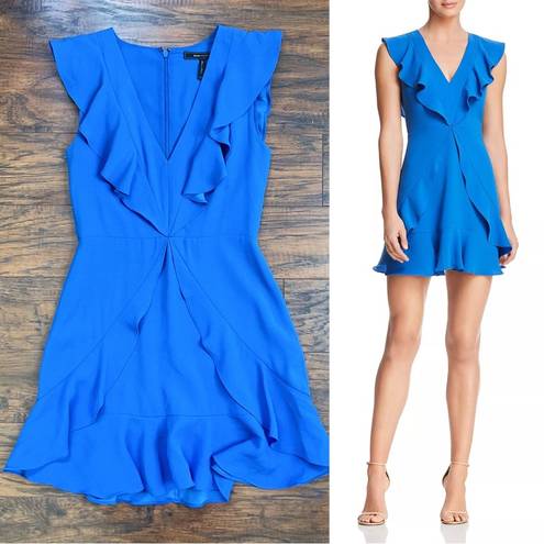 BCBGMAXAZRIA  • Eleeza Ruffled Mini Dress criss cross flutter Larkspur Blue Tyrah