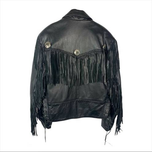 Gallery VTG LEATHER  Fringed Motorcycle Jacket S