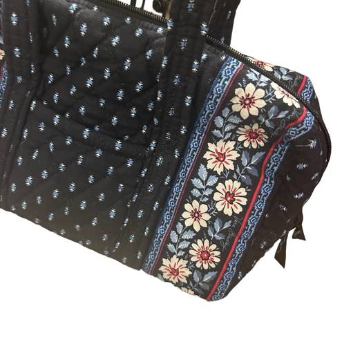 Vera Bradley  blue floral quilted retro satchel bag with zipper pouch set