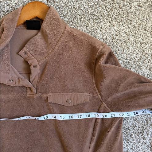 32 Degrees Heat  Tan Brown Midweight Snap Arctic Fleece Pullover Large Comfy