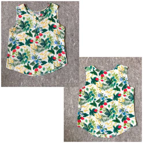 London Fog 80s Fruit Floral print viscose sleeveless top