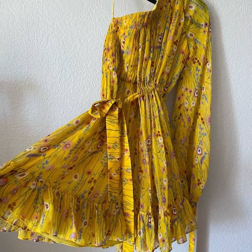 Alexis  Edyta Floral One-Shoulder Dress yellow metallic Flowy