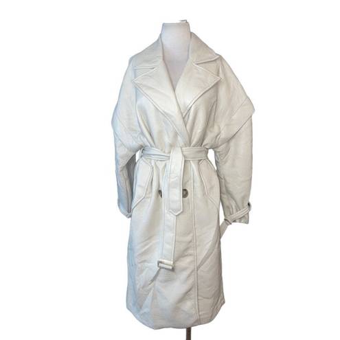 Apparis Kiera Faux Leather Trench Coat in Ivory Large