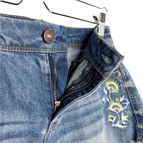 Harper NWT  Floral & Geometric Embroidered Step Hem Cut Off Denim Shorts