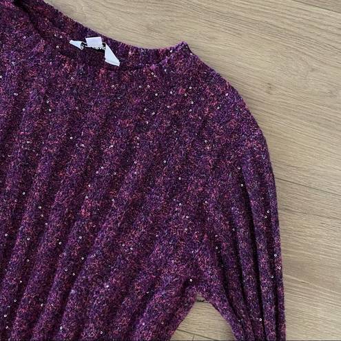 GRLFRND  freckled fuchsia ribbed sequin glitter sweater pullover