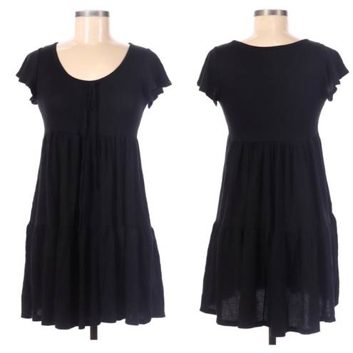 See You Monday  Flowy Tiered Little Black Dress S