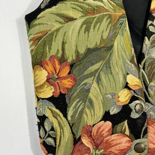 The Vintage Shop Maruca Vintage 1990s Needlepoint Floral Handmade Crafted Sleeveless Vest Small S