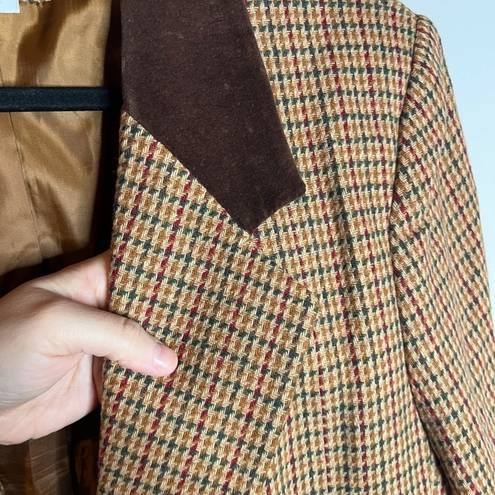 Houndstooth Vintage tan colorful  wool blend blazer