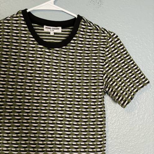 Opening Ceremony  Women’s Green Geometric Textured Baby Tee