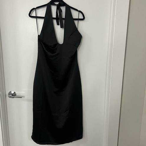 Jason Wu  Satin $300 Large Halter Midi Dress- Black NWT