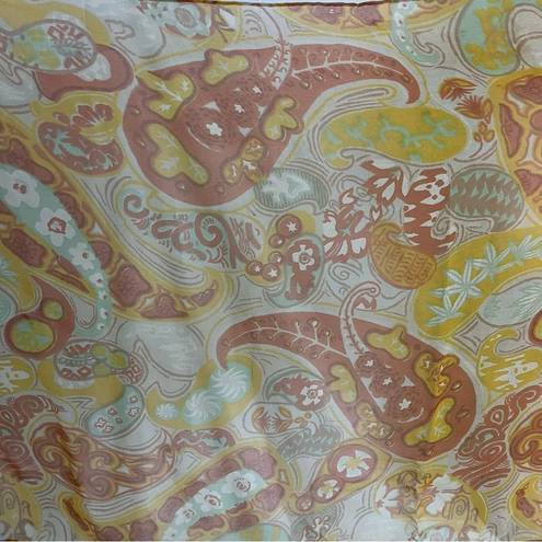 Vintage 60s 70s Hand Rolled Long Silk Scarf Sheer Retro Floral Paisley 41x16