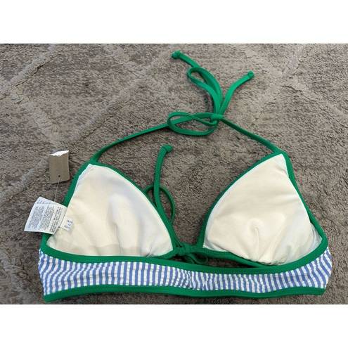 J.Crew  Tipped Seersucker Tie Front Bikini Top G1335 XS NWOT