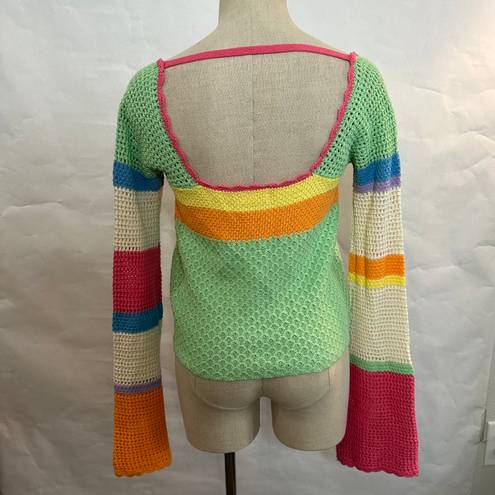 Pink Lily Y2K Open Back Color Block Knit Sweater