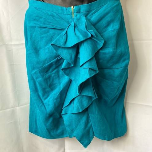 ZARA  Women’s Teal Linen Ruffle Midi Skirt Size Small