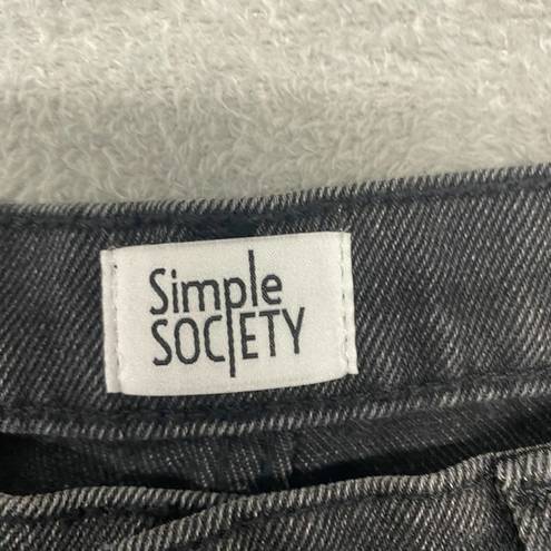 Simple Society  Jeans 9 Junior Black Straight Button Fly Ripped Raw Hem High Rise