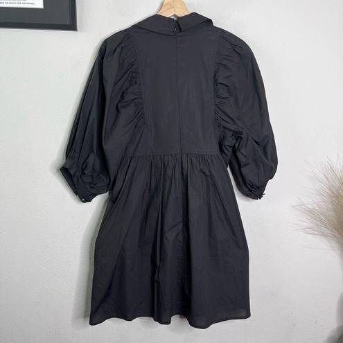 Hunter Bell  Dress Noah Cotton Poplin Collared Little Black Mini Dress Size S