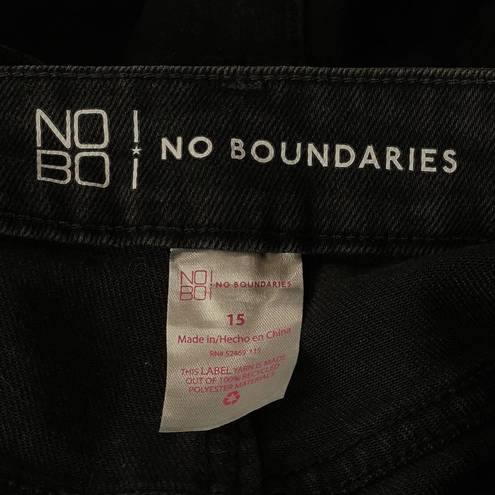 No Bo  Juniors SZ 15 Girlfriend Crop Jeans High-Rise Distressed Stretch Pockets