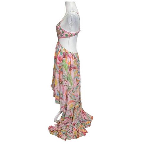 Rococo  SAND Rio Beaded High Low Dress Multicolor Tropical Women Size L New $594
