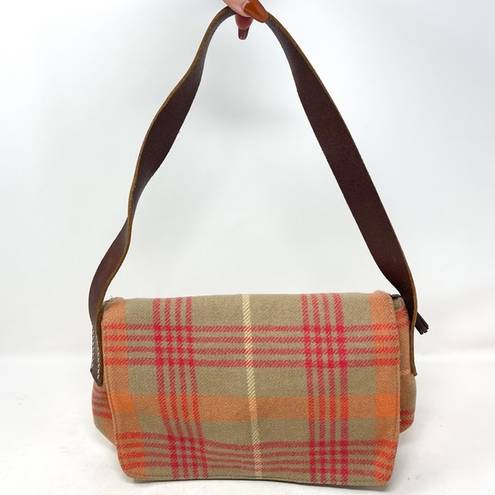 American Eagle  Pink And Tan Plaid Shoulder Bag Wool Mini Flap