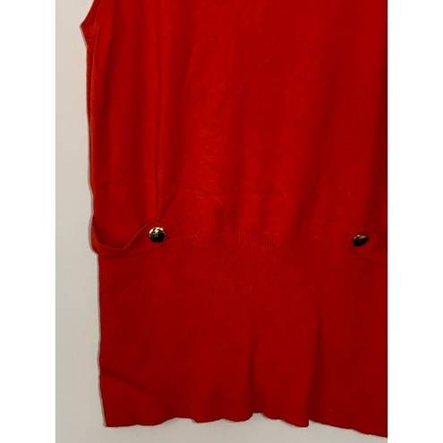 Cache Caché Women's Ribbed Mock Neck Top Knit Blouse Pullover Sleeveless Red Size Larg