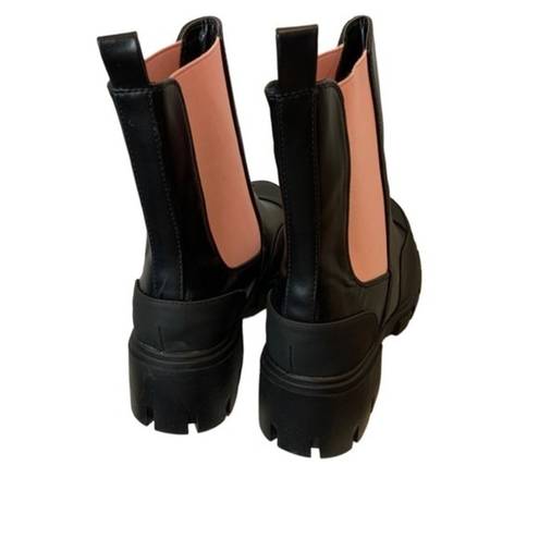 EGO Lug sole pink black Chelsea pull on boots 8.5 BIB