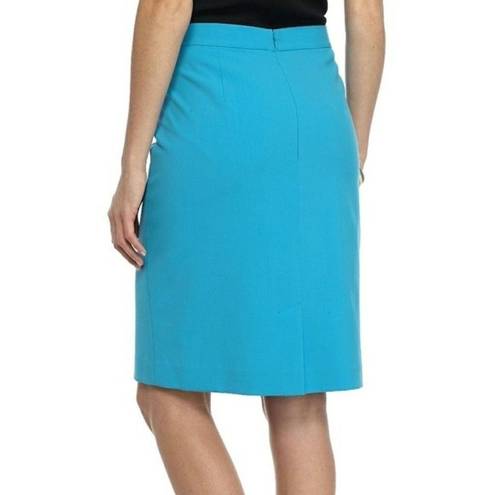 Nine West New!  Women's Button Detail Crepe Skirt Slim Fit Blue Pencil Skirt 2