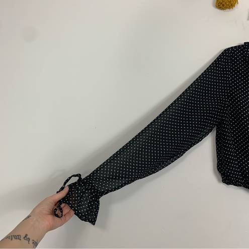 Honey Punch  Black Polka Dot Long Sleeve Crop Top Size Medium