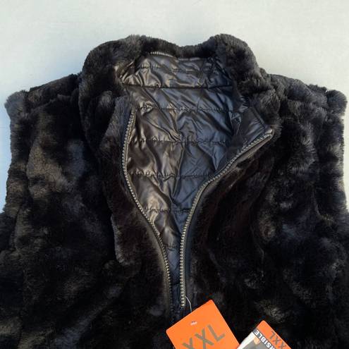 Nicole Miller Brand New  Reversible Black Puffer Faux Fur Vest