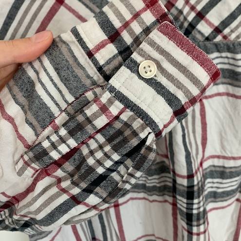 Style & Co Checker White and Red Button Down Dress Shirt / Size XL