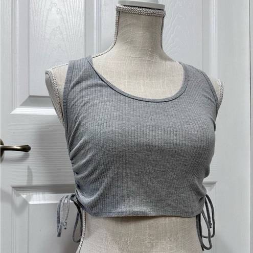 Live to be spoiled Grey tank crop/ scrunch top size M