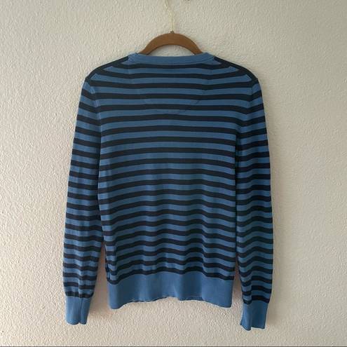 Tommy Hilfiger  Blue Stripe Cardigan Sweater 100% pima cotton Y2K Medium