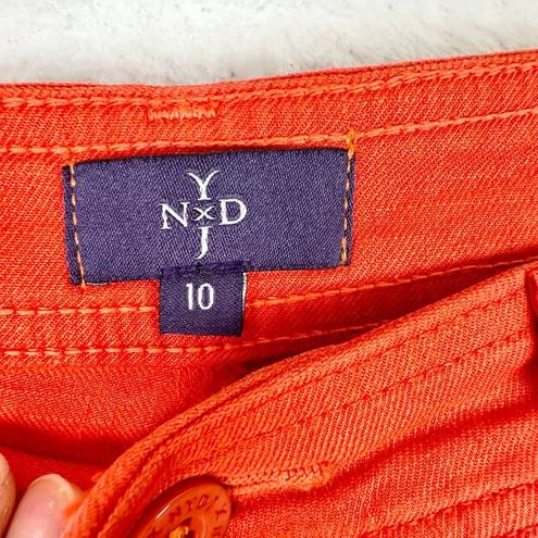 NYDJ Wylie Five Pocket Linen Trousers Size 10 Orange Wide Leg