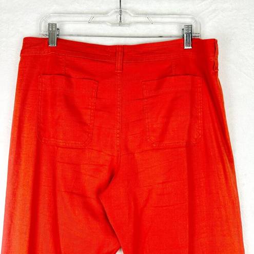 NYDJ Wylie Five Pocket Linen Trousers Size 10 Orange Wide Leg