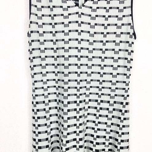 St. John  Collection Mint Black Textural Grid Knit Fit Flare Sleeveless Dress 8